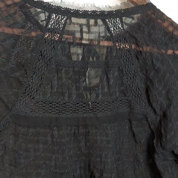 Rebecca Taylor Black Silk Blend Blouse Sz 0 - Picture 7 of 13